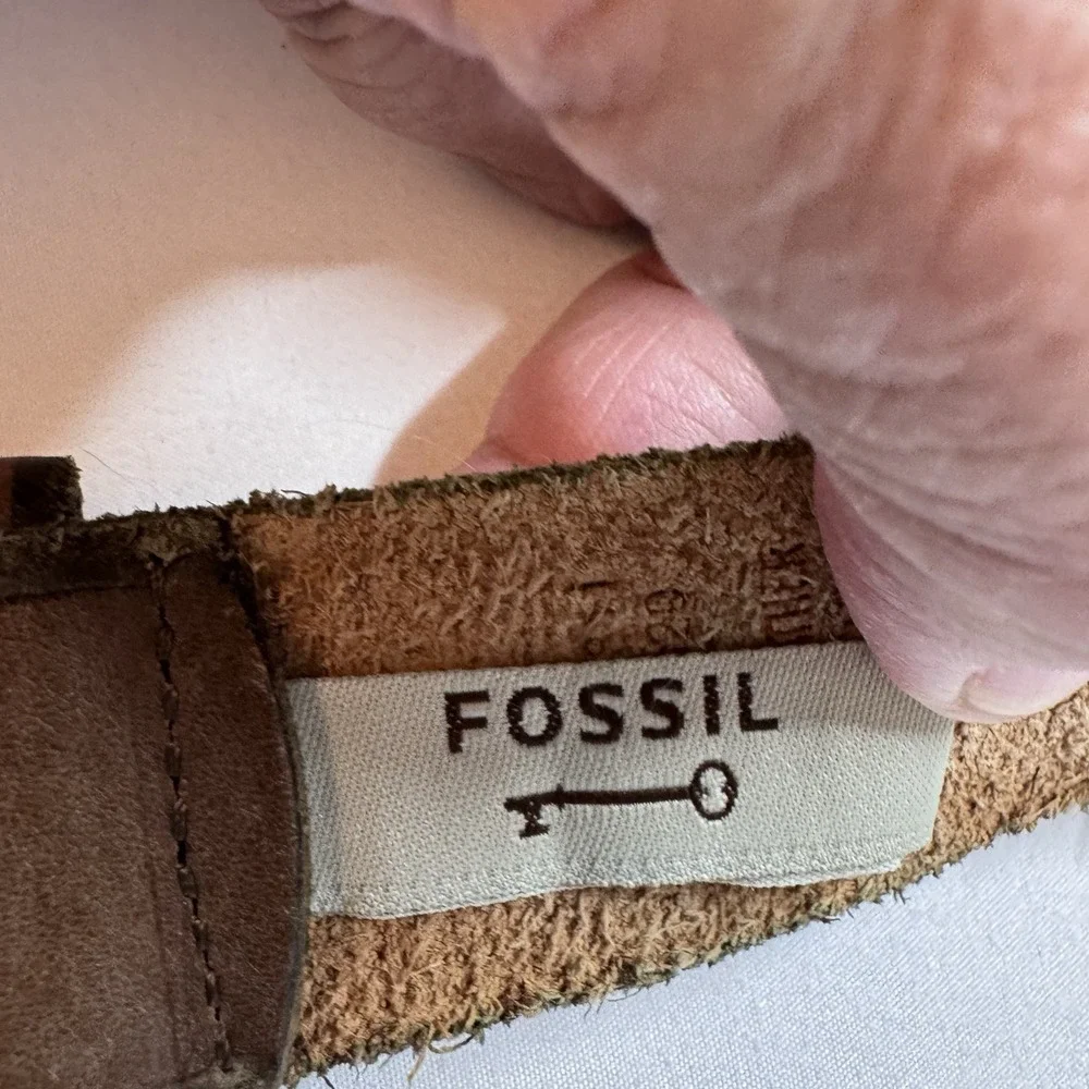 Fossil Mens Vtg Brown Genuine Braided Leather Belt Size XL Fits Approx 38